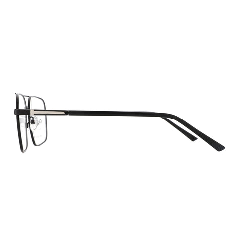Zenottic Eyeglasses Hunk black metal frame, silver accent, side view.
