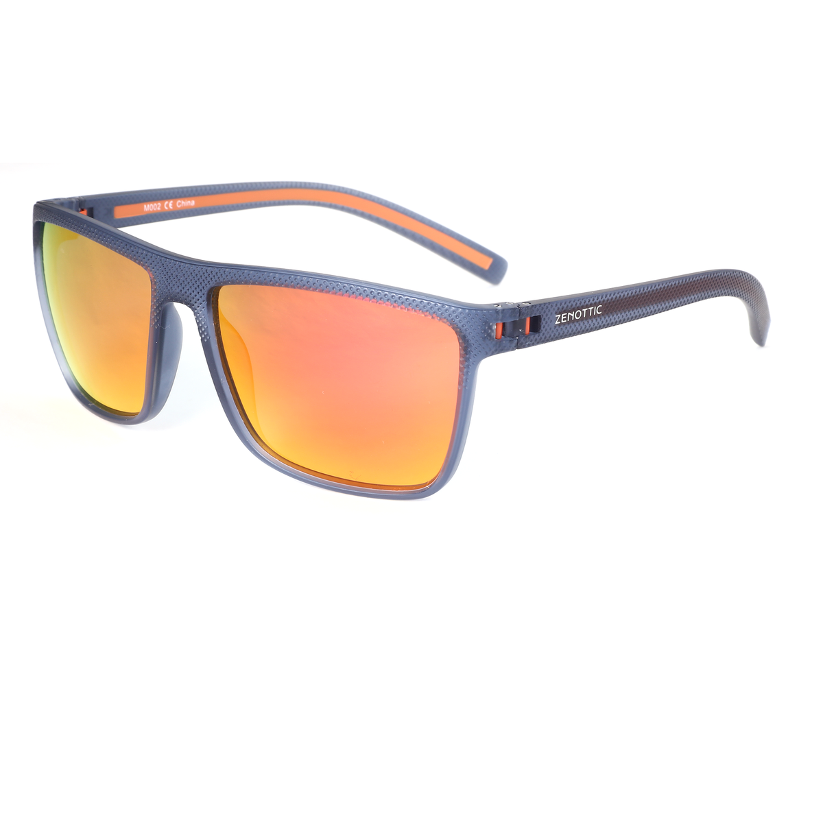 Zenottic Philip Sunglasses, Grey TR90 frame, orange lenses, sport style eyewear