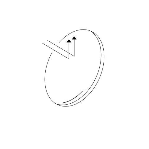 1.61 High-Index lens showing optical properties with light reflection and refraction arrows.