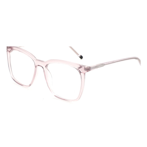 ZENOTTIC Catherine eyeglasses: light pink square plastic frame, clear lenses with glitter temple detail.