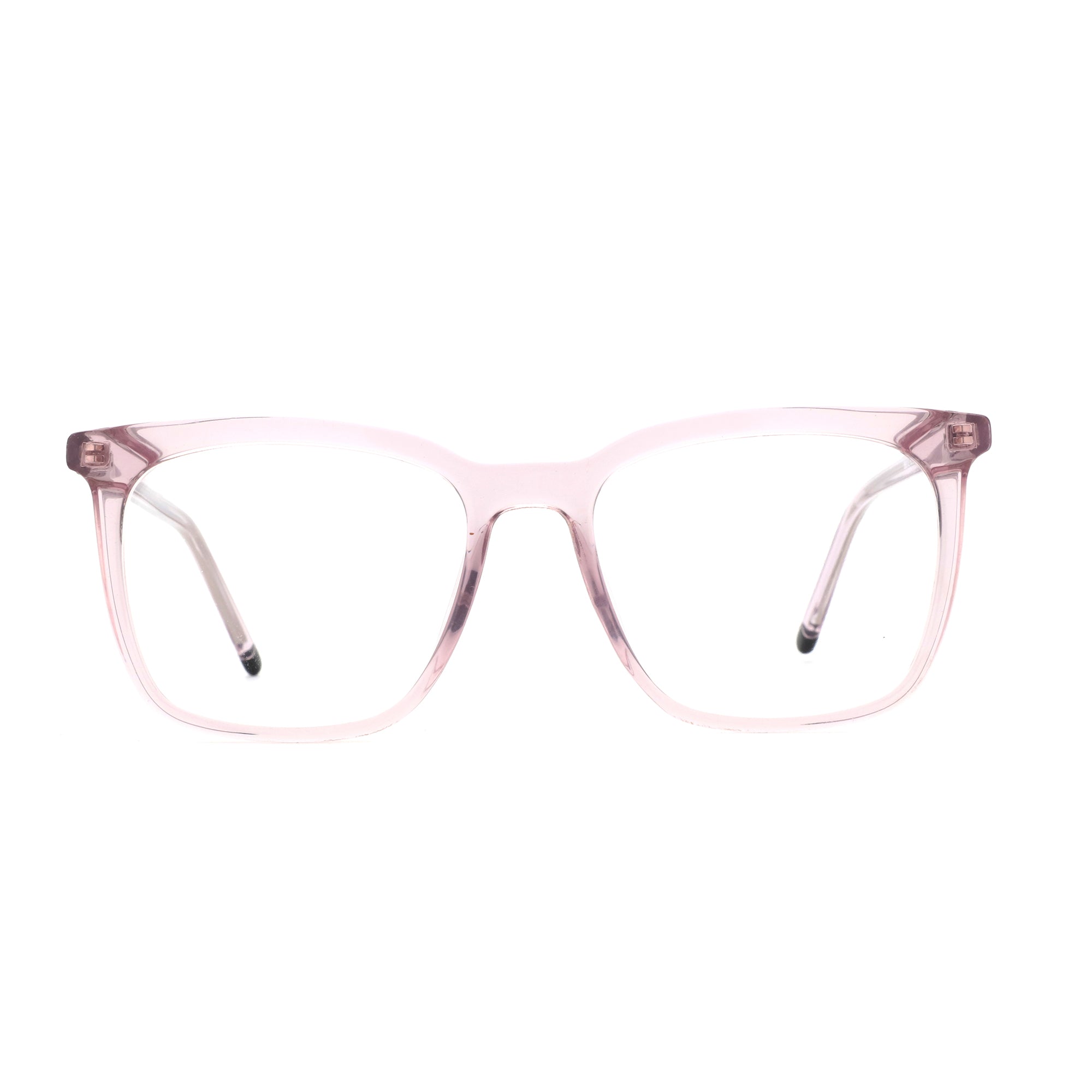 ZENOTTIC Catherine eyeglasses: light pink plastic square frame, clear demo lenses.