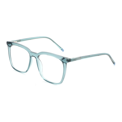 ZENOTTIC Catherine teal square eyeglasses, plastic full-rim frame, clear lenses.