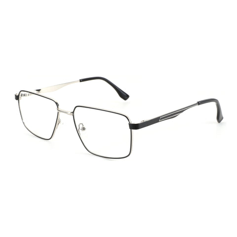 ZENOTTIC Christopher square metal frame eyeglasses, silver & black