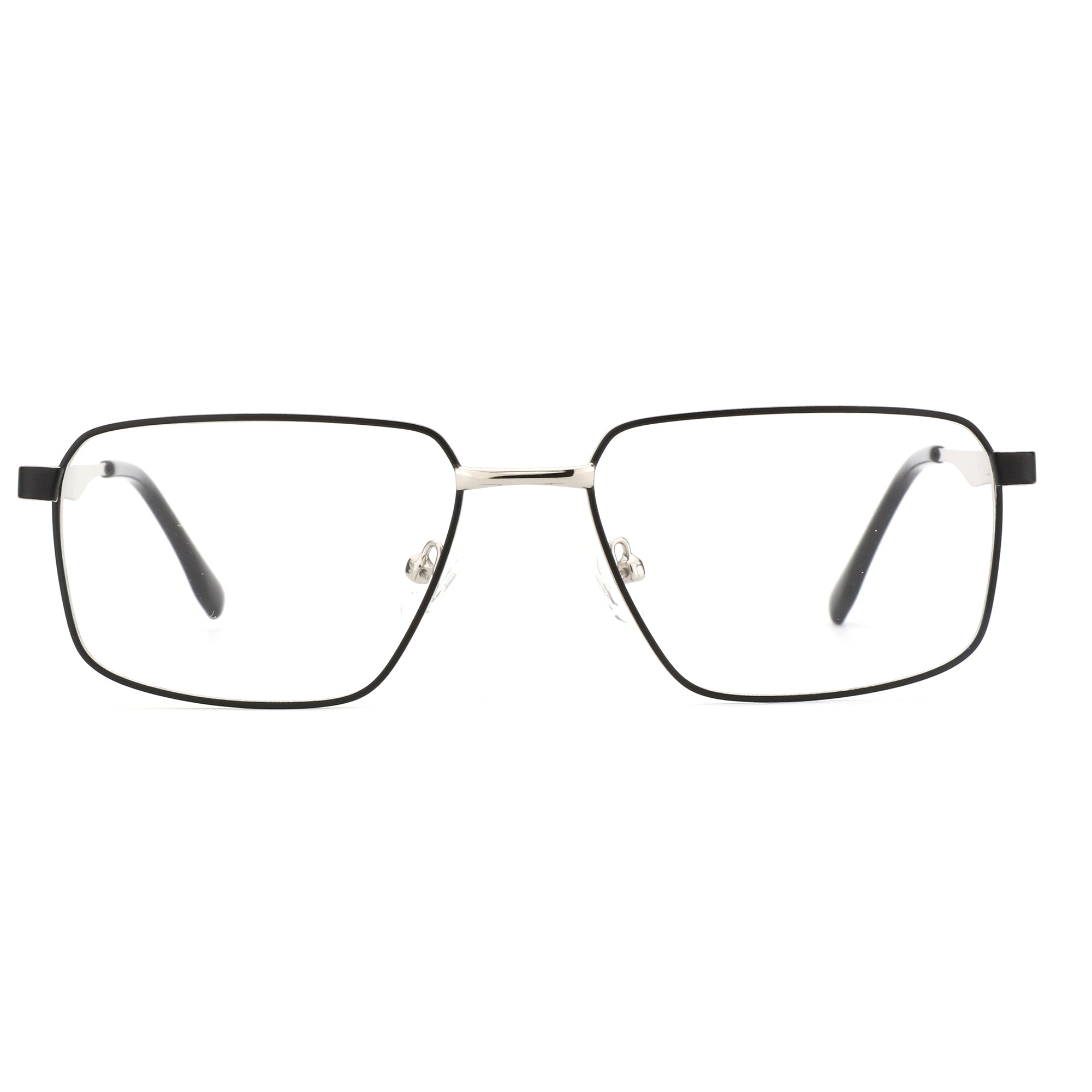 ZENOTTIC Christopher metal eyeglasses: black square full-rim frame, clear demo lenses.