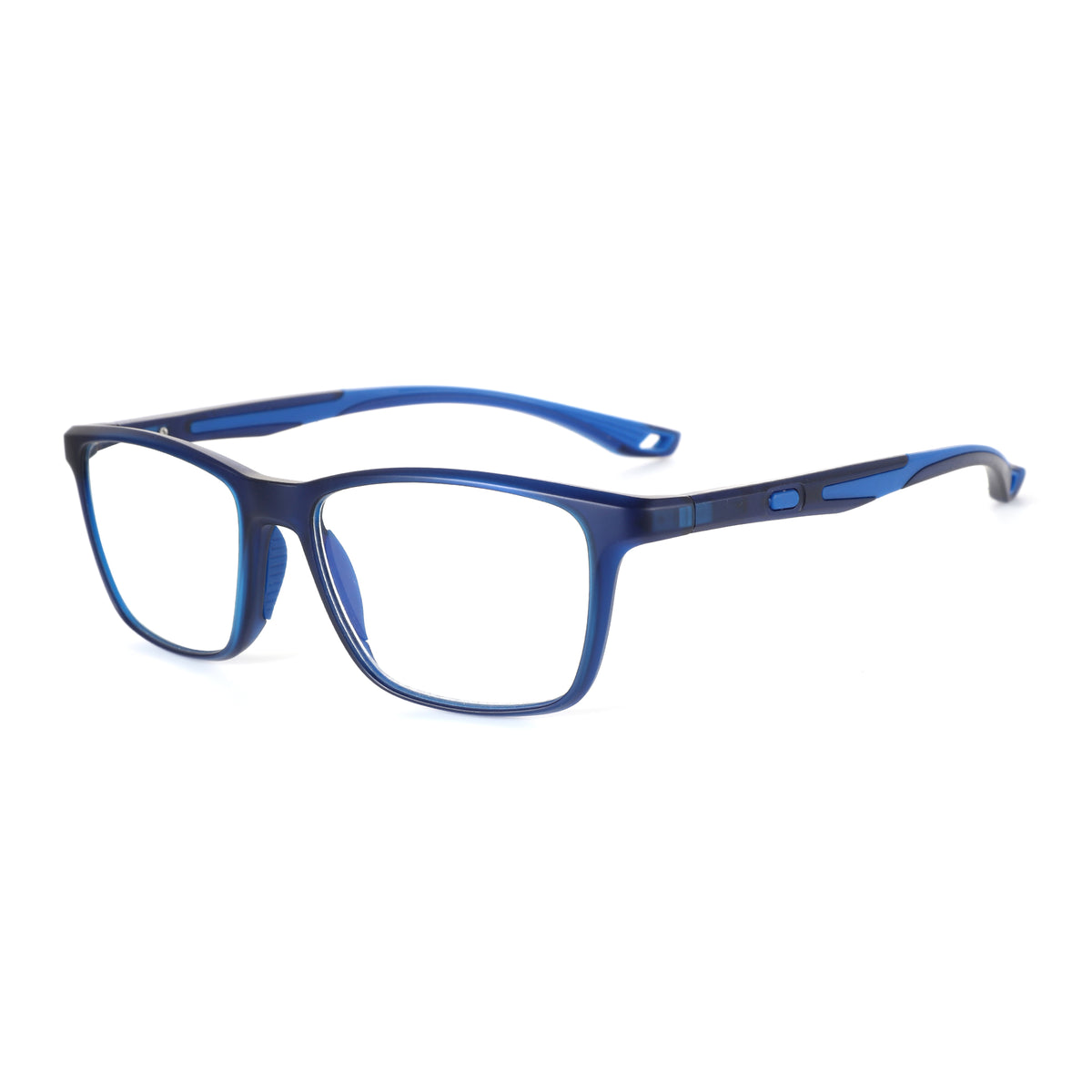 Zenottic Dwight reading glasses, blue TR90 frame. Square shape, resin lenses for comfortable vision.