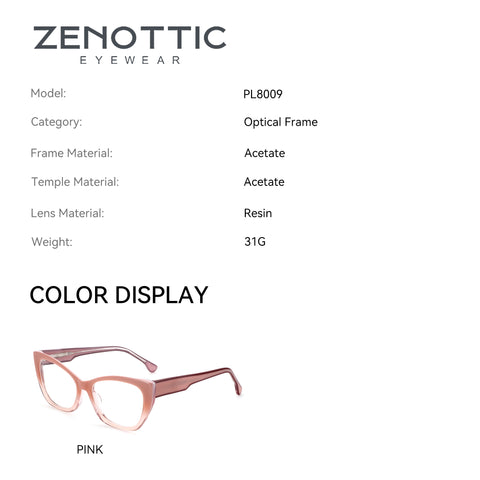 Zenottic Mignon cat eye eyeglasses in pink, acetate frame.