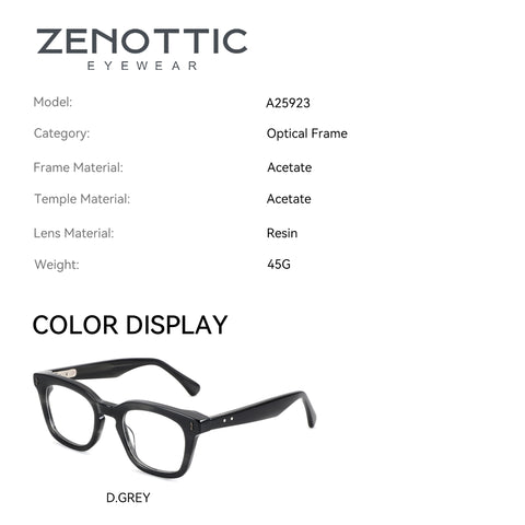 Zenottic Sofia dark grey acetate eyeglasses with clear lenses.
