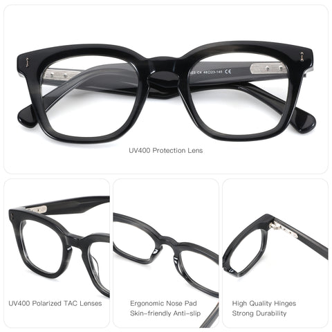 Zenottic Sofia eyeglasses with black acetate frame and UV400 protection lenses.