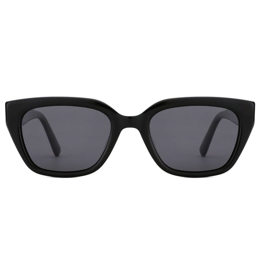 Black square acetate sunglasses with dark UV400 lenses for women