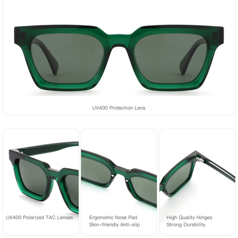 Zenottic Neriah green acetate sunglasses with UV400 polarized lenses