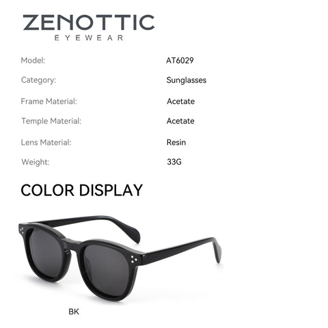 Zenottic Qeturah Sunglasses in Black Acetate Frame, Resin Lenses, Model AT6029