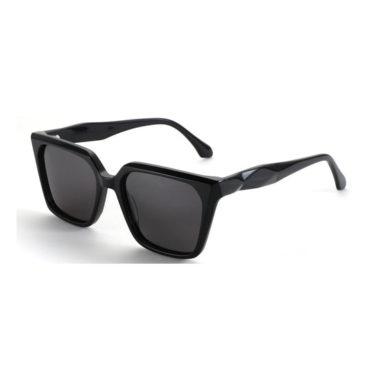 Black square acetate women’s sunglasses with dark UV400 lenses, Zenottic Skye