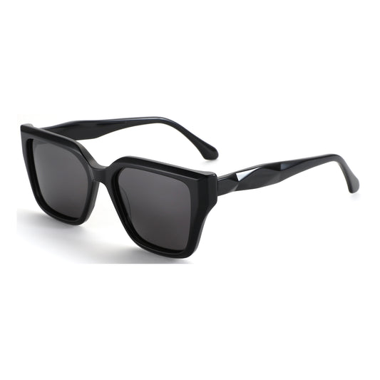 Black square acetate sunglasses with dark lenses, Zenottic Willow style for women