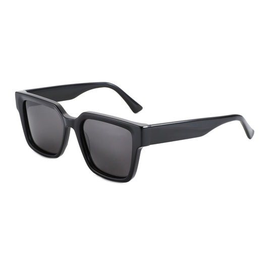 Black square acetate men's sunglasses with dark UV400 lenses