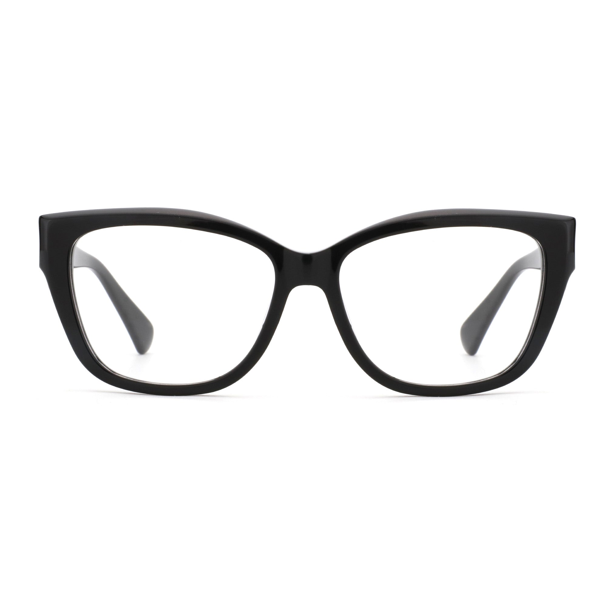 Black acetate cat-eye eyeglasses, G6292, with 54mm lens width, prescription eyewear