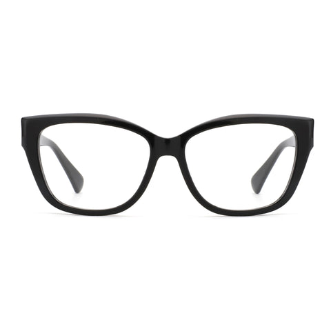 Black acetate cat-eye eyeglasses, G6292, with 54mm lens width, prescription eyewear