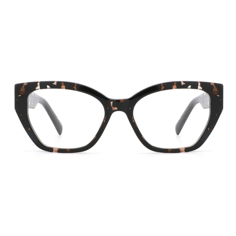 Zenottic Wanda eyeglasses, acetate black frame with brown flecks, G6289-53-18-145