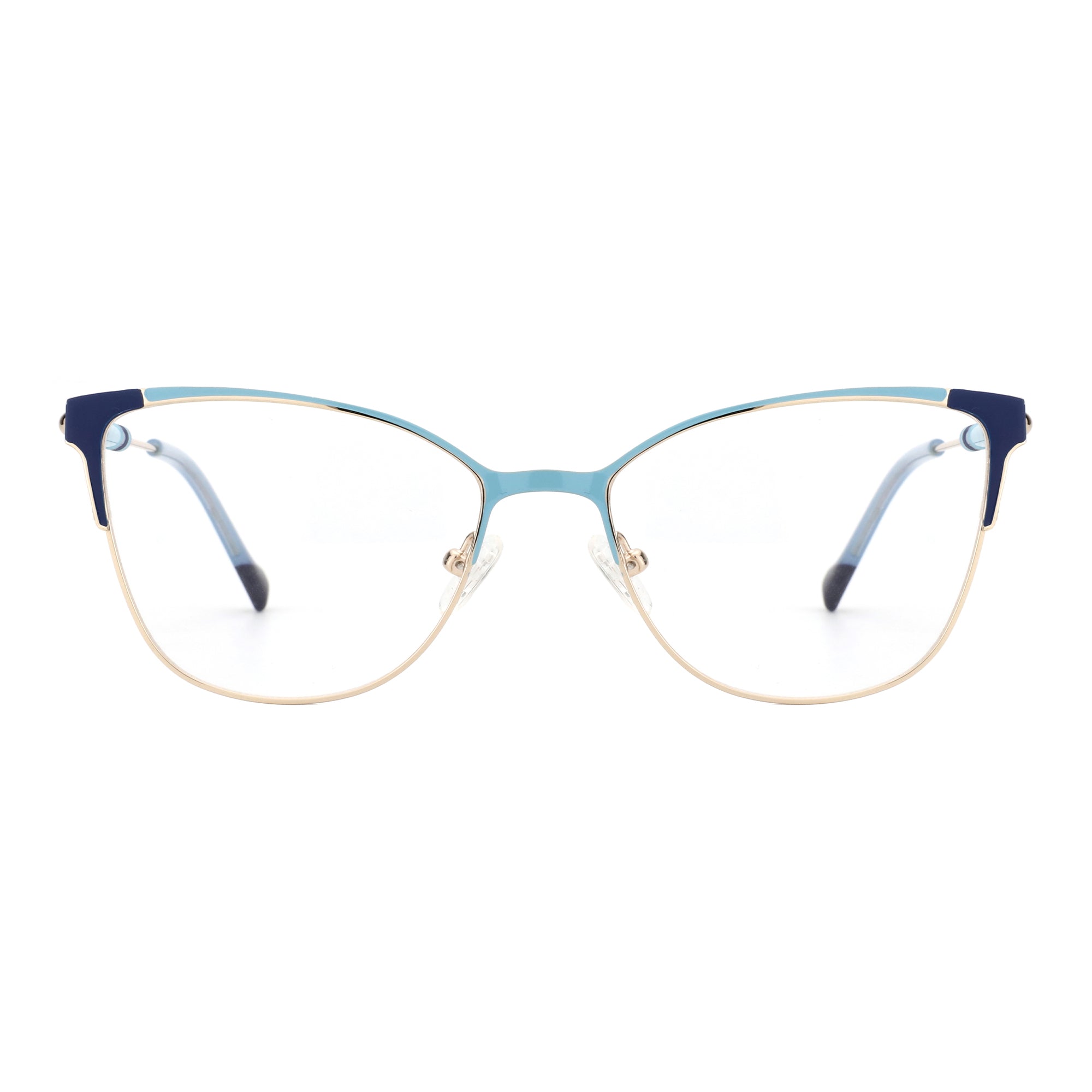 Rosemary Eyeglasses by Zenottic: Blue and gold metal frame eyeglasses, model FRHD604