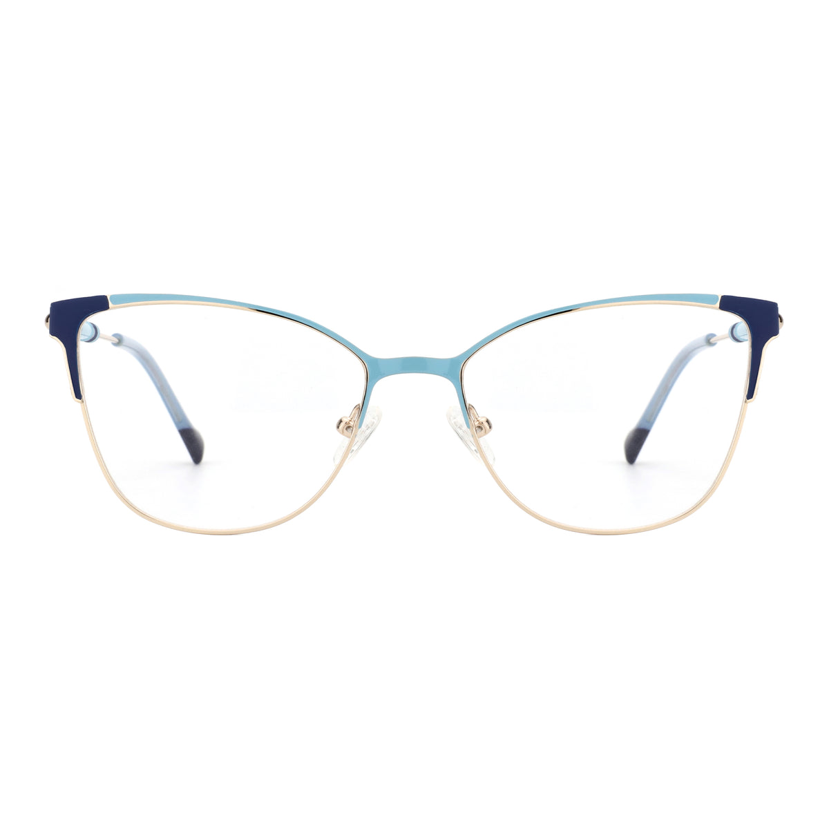 Rosemary Eyeglasses by Zenottic: Blue and gold metal frame eyeglasses, model FRHD604