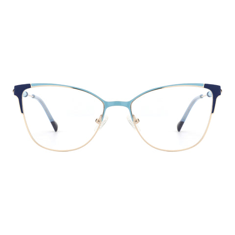 Rosemary Eyeglasses by Zenottic: Blue and gold metal frame eyeglasses, model FRHD604
