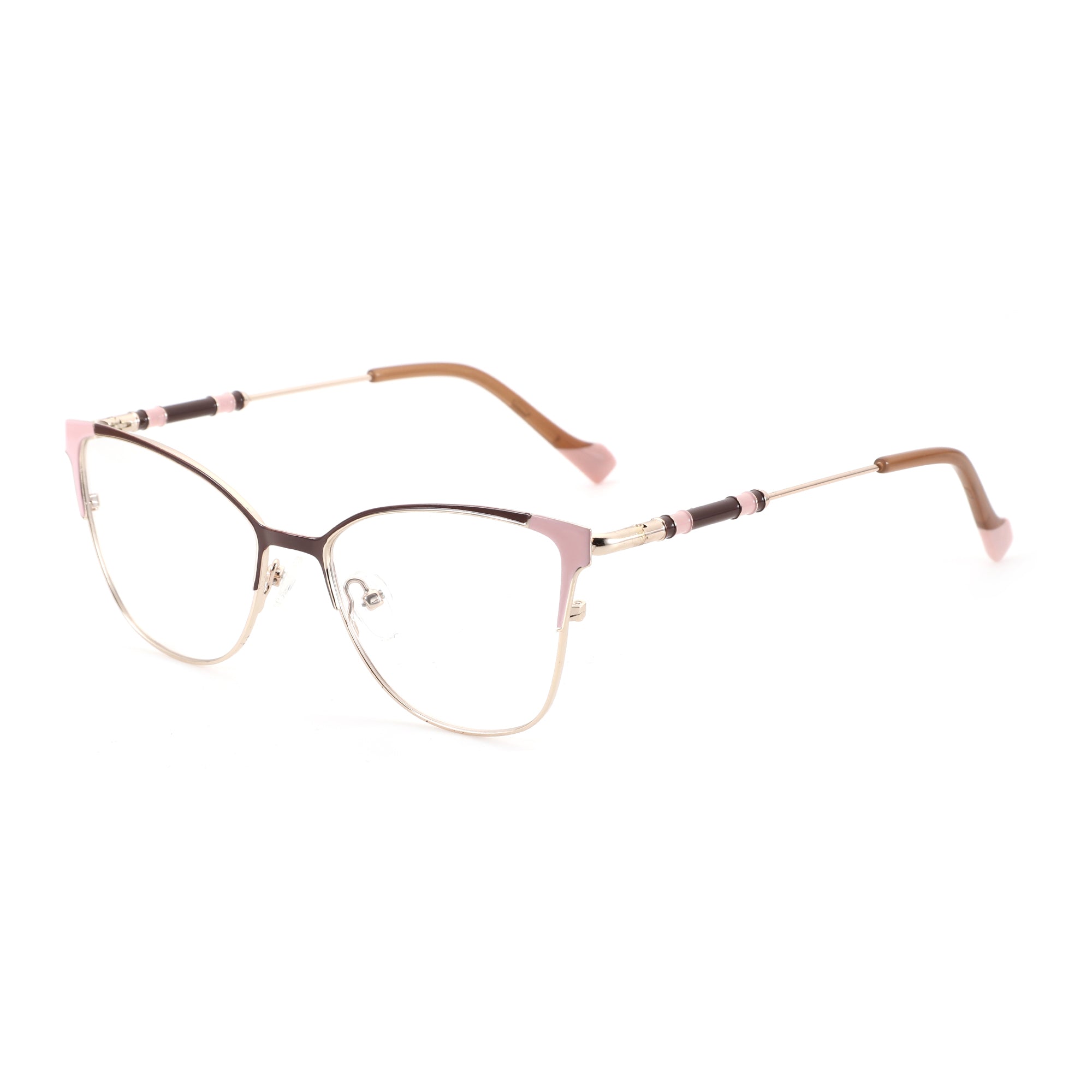 Zenottic Rosemary eyeglasses - Gold and pink metal frame, cat-eye design, model FRHD604