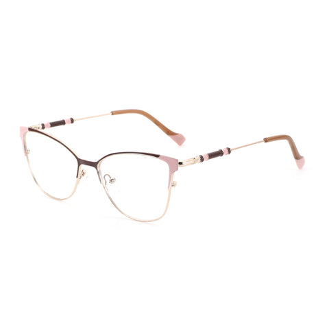 Zenottic Rosemary eyeglasses - Gold and pink metal frame, cat-eye design, model FRHD604