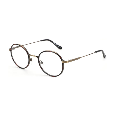 Zenottic Wendell eyeglasses, round metal frame,black rims and gold bridge detail