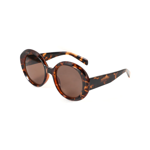 Zenottic Ashling tortoiseshell oval sunglasses with brown lenses.