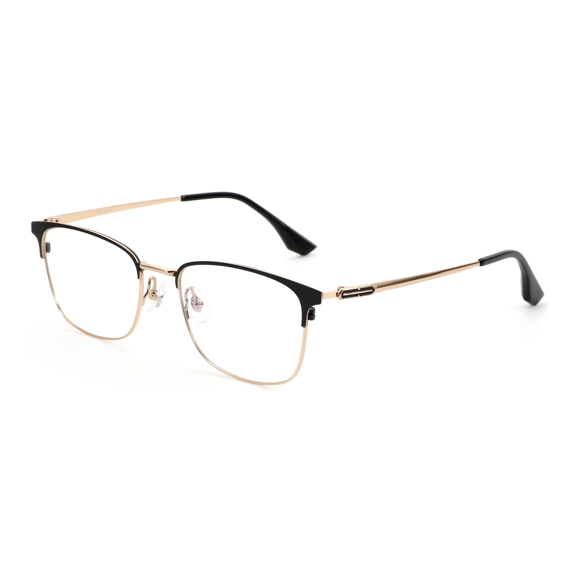 Zenottic Titanium Square Eyeglasses - Gold and Black Metal Frame
