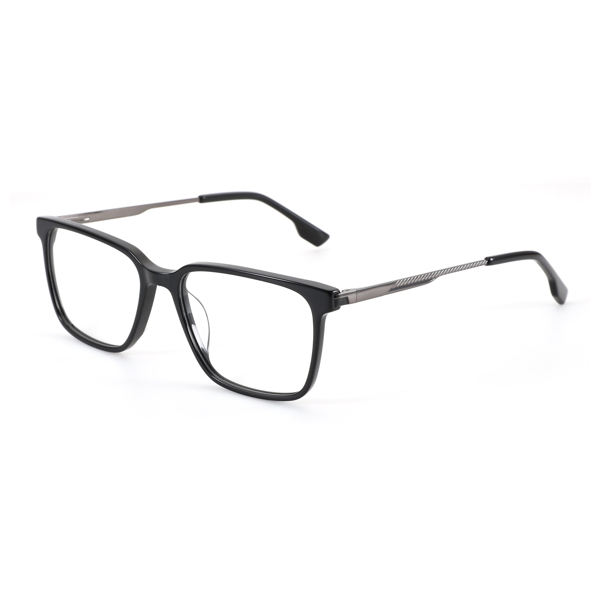 Zenottic Eyeglasses Xanthe: black acetate square frame with gunmetal temples.