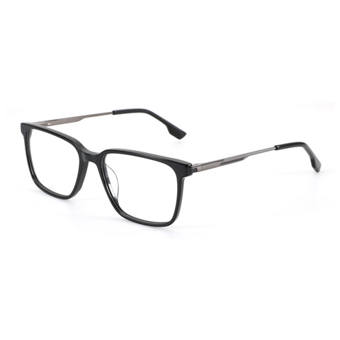 Zenottic Eyeglasses Xanthe: black acetate square frame with gunmetal temples.
