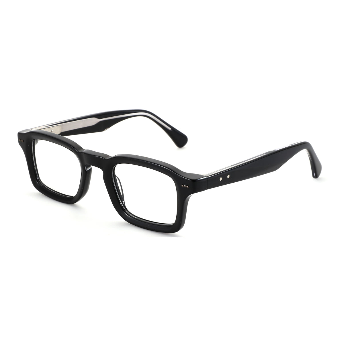 Zenottic Gideon eyeglasses, vintage black acetate square frames with clear lenses
