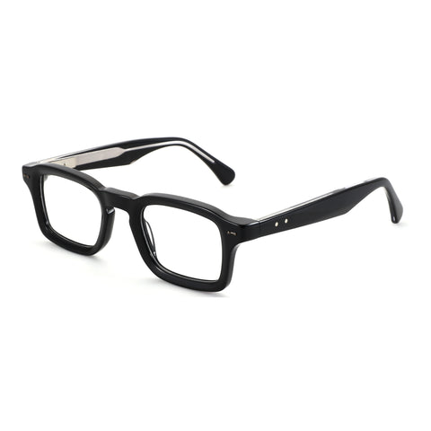 Zenottic Gideon eyeglasses, vintage black acetate square frames with clear lenses