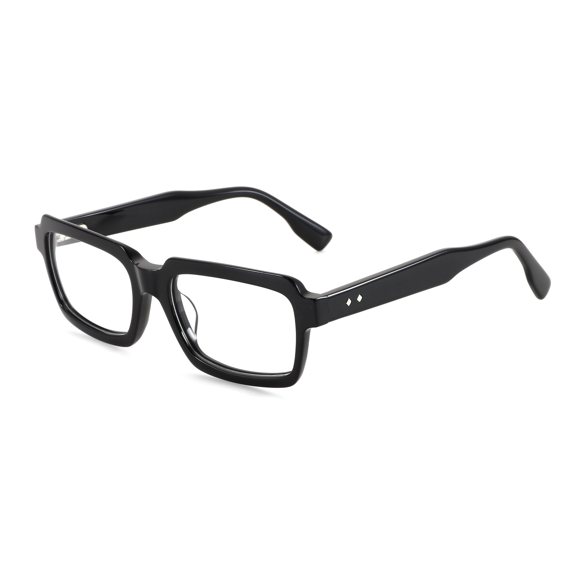 Zenottic Riley black acetate geometric eyeglasses with clear lenses