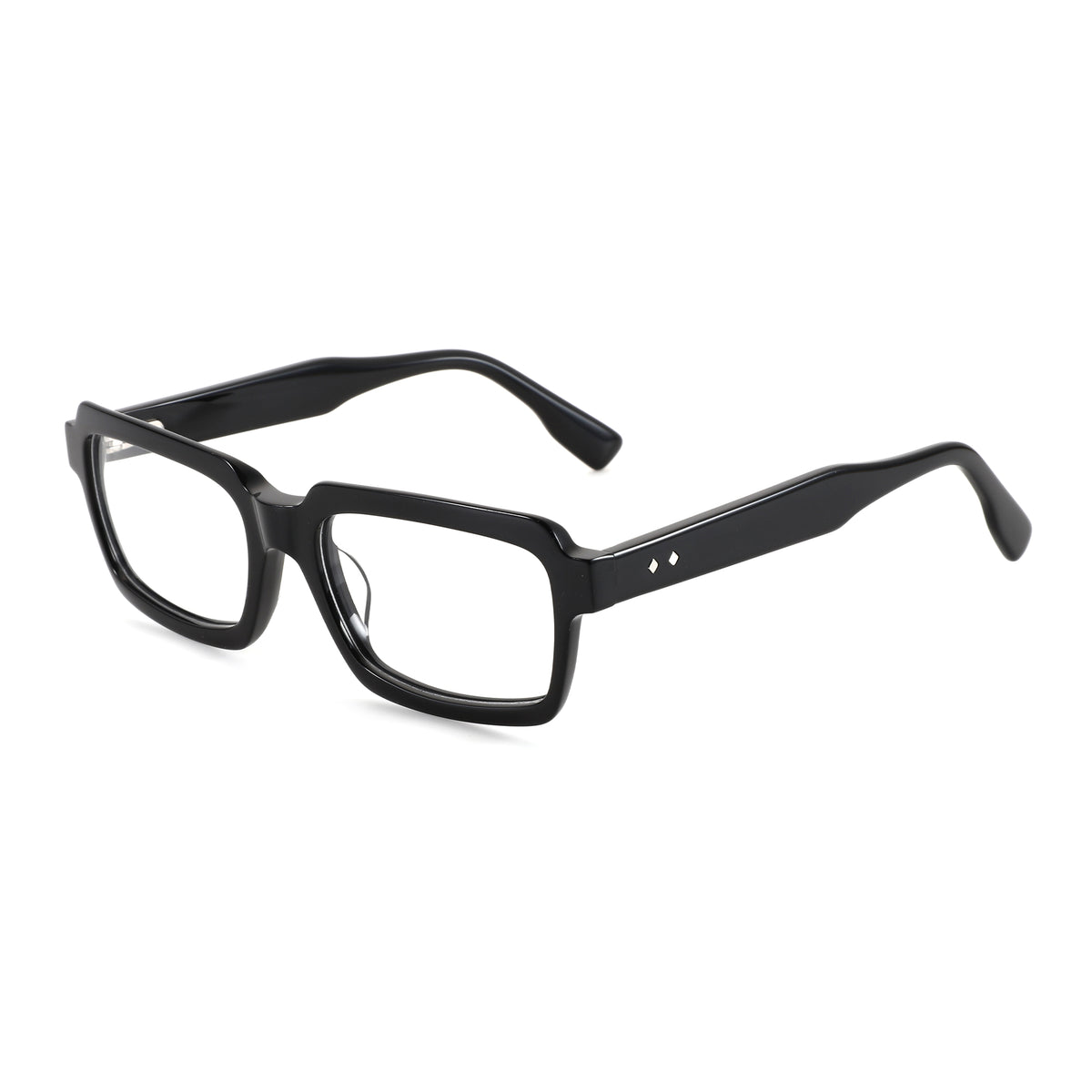 Zenottic Riley black acetate geometric eyeglasses with clear lenses