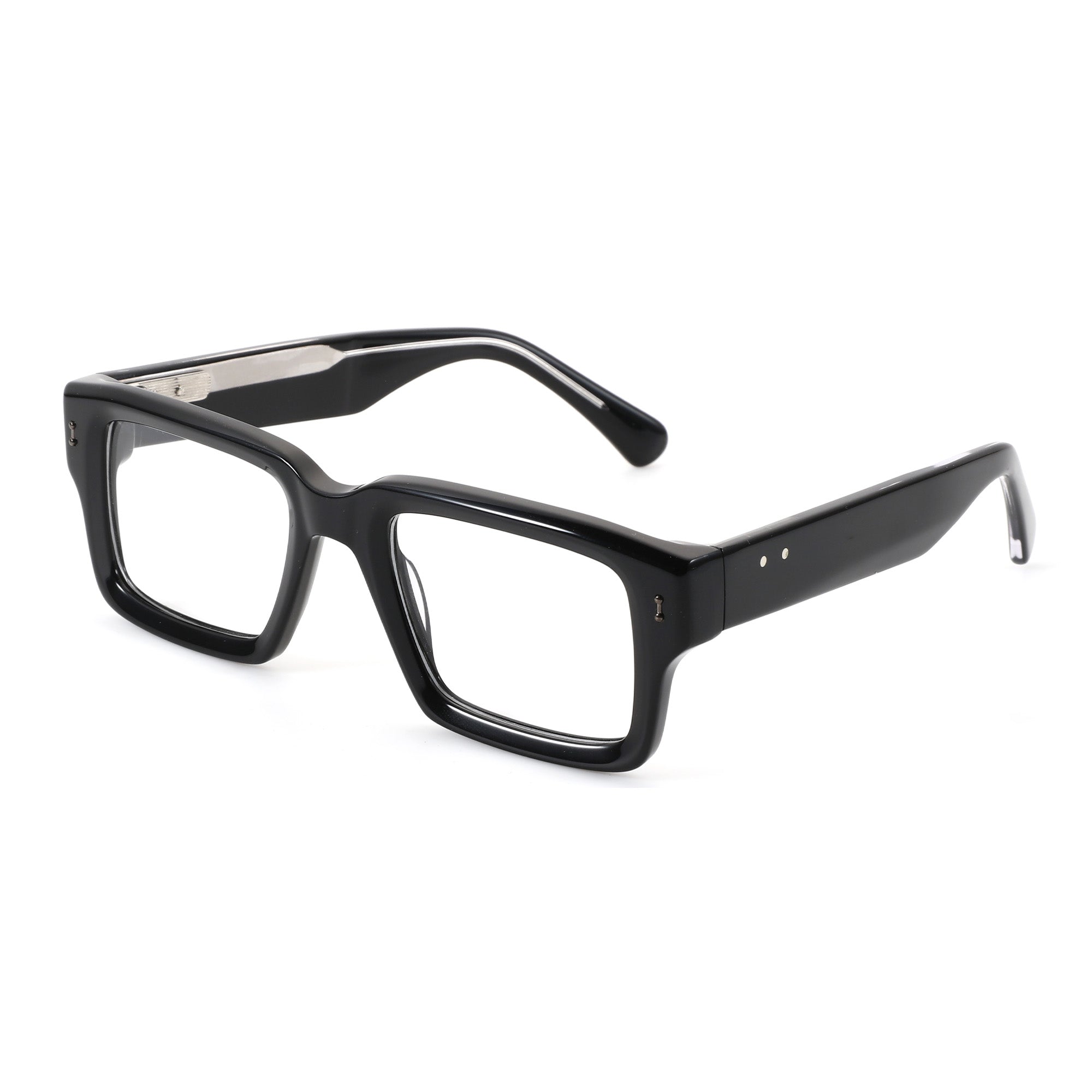 Zenottic Eyeglasses Troy black acetate browline glasses with rectangular lenses