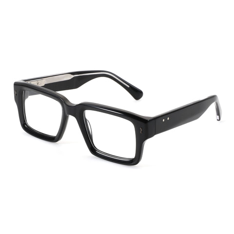 Zenottic Eyeglasses Troy black acetate browline glasses with rectangular lenses