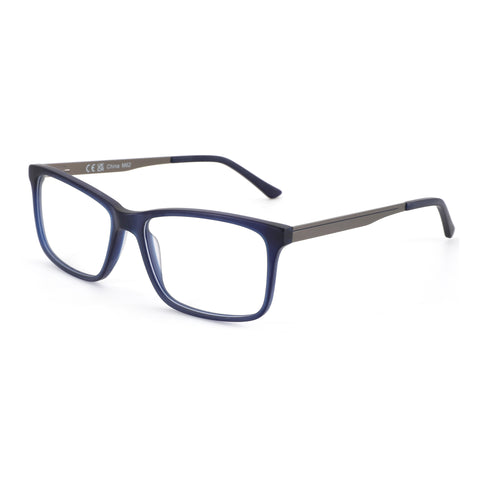 Zenottic Maverick blue acetate eyeglasses with metal temples, CE UK CA markings.