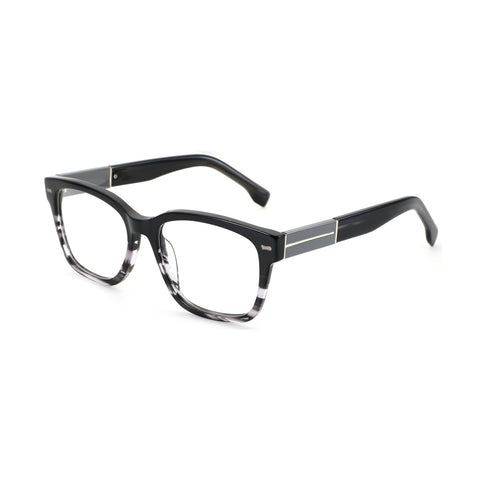 Zenottic Eyeglasses Quentin black acetate full-rim square frames with marbled grey and clear accents.