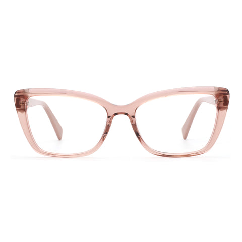 Zenottic Anja eyeglasses feature a light pink acetate frame with a trendy cat-eye shape.