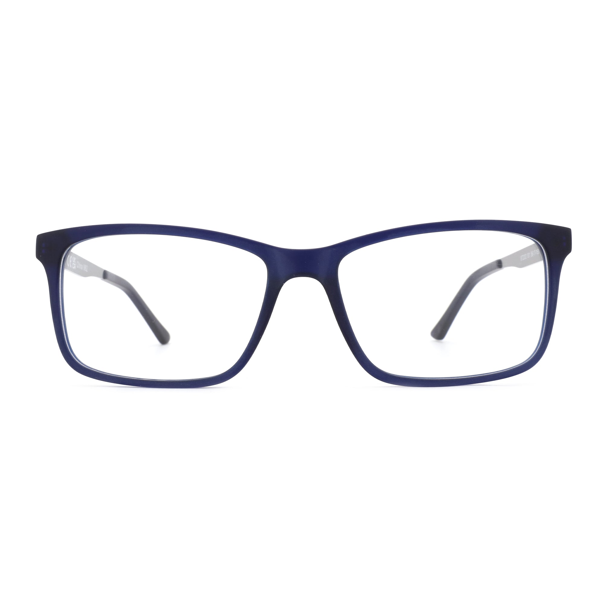 Zenottic Eyeglasses Maverick in matte blue acetate with clear lenses.
