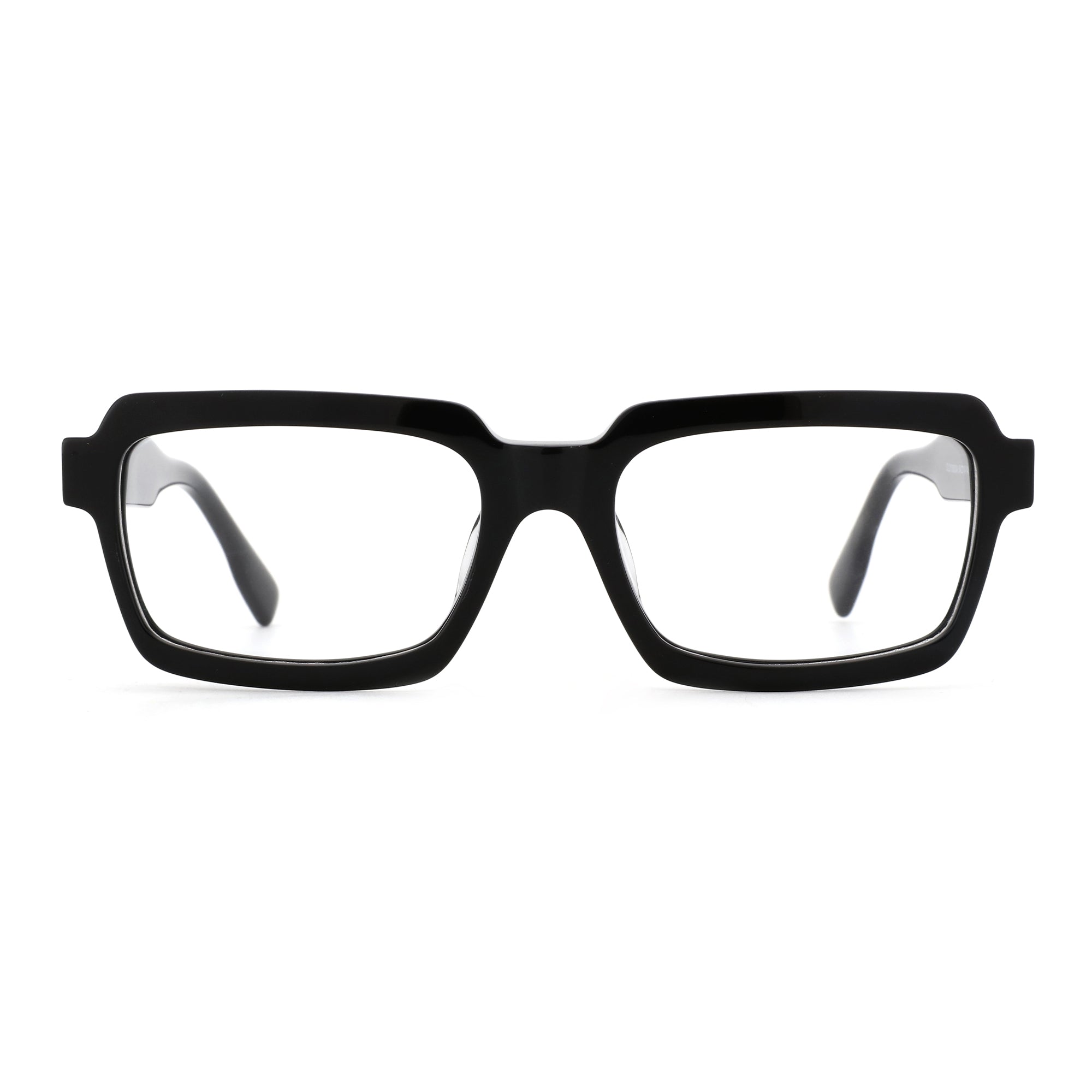 Zenottic Eyeglasses Riley black acetate full-rim geometric frames with clear lenses.