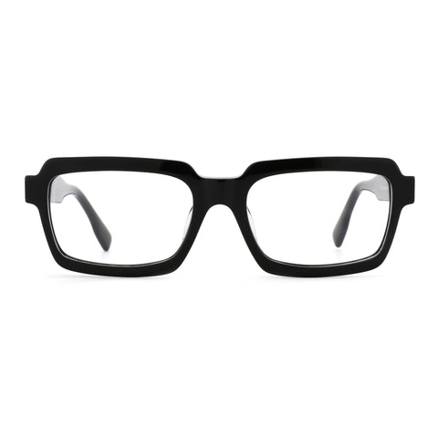 Zenottic Eyeglasses Riley black acetate full-rim geometric frames with clear lenses.