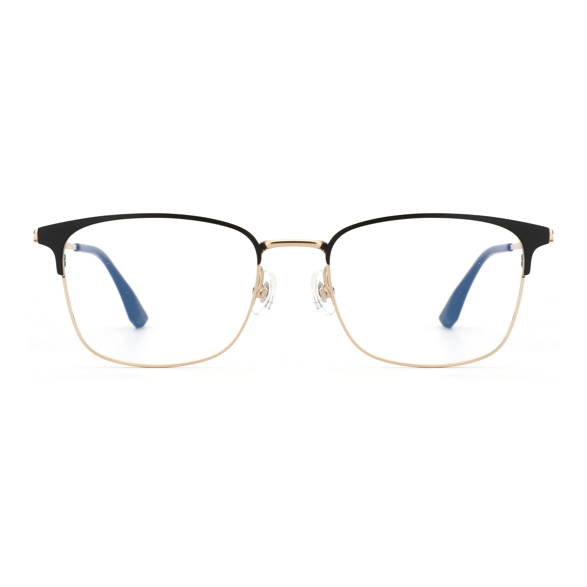 Zenottic Chasel Eyeglasses - Square Metal Frame with Clear Lenses