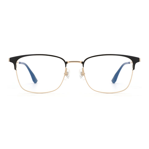 Zenottic Chasel Eyeglasses - Square Metal Frame with Clear Lenses