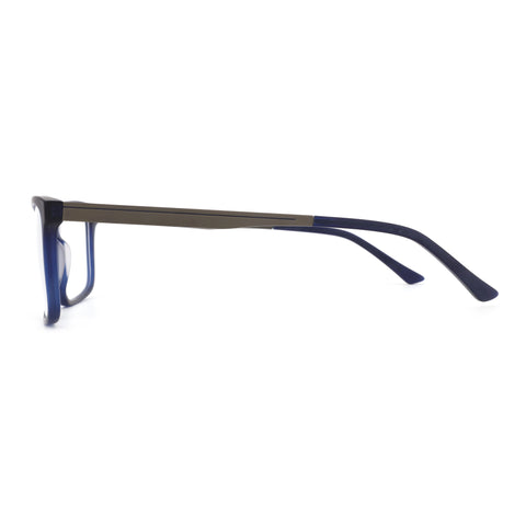 Zenottic Maverick eyeglasses with blue acetate frame and dark grey temples.