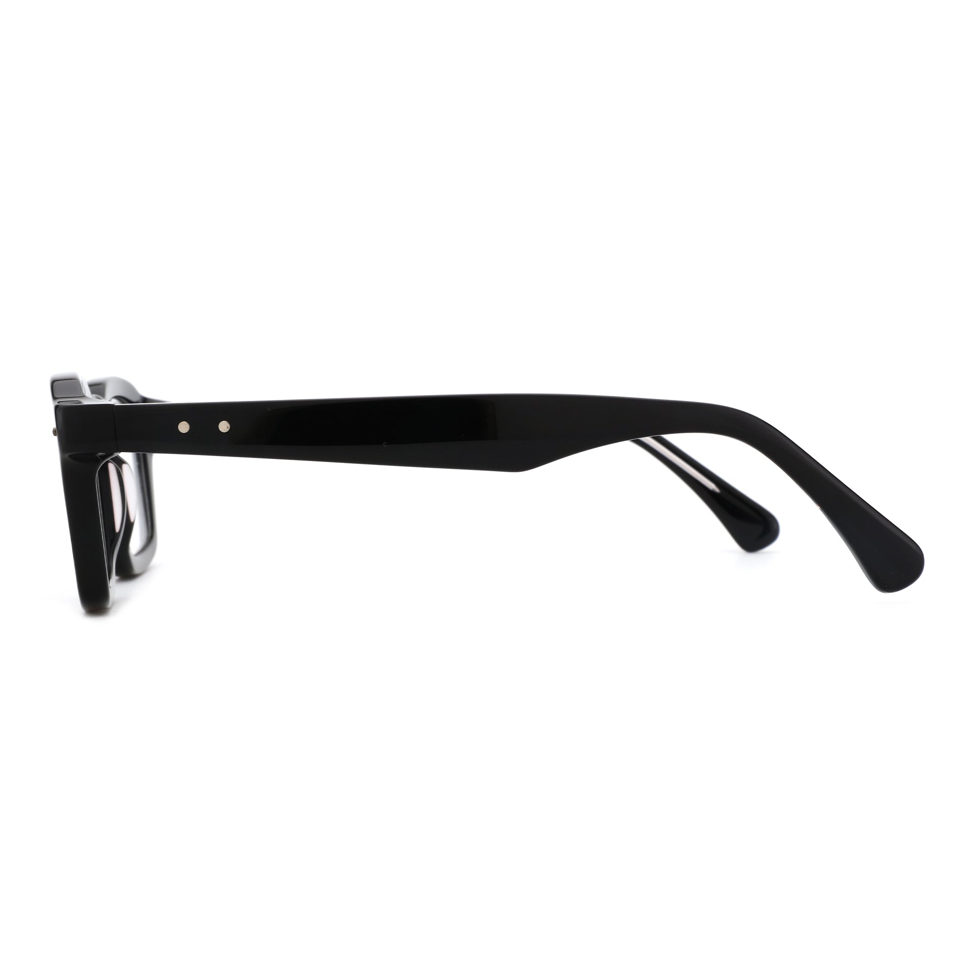 Zenottic Gideon black acetate square eyeglasses frame, side view, vintage style