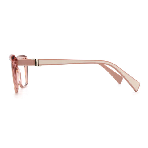 Zenottic Eyeglasses Anja pink and cream acetate cat-eye frames with gold hinge detail.
