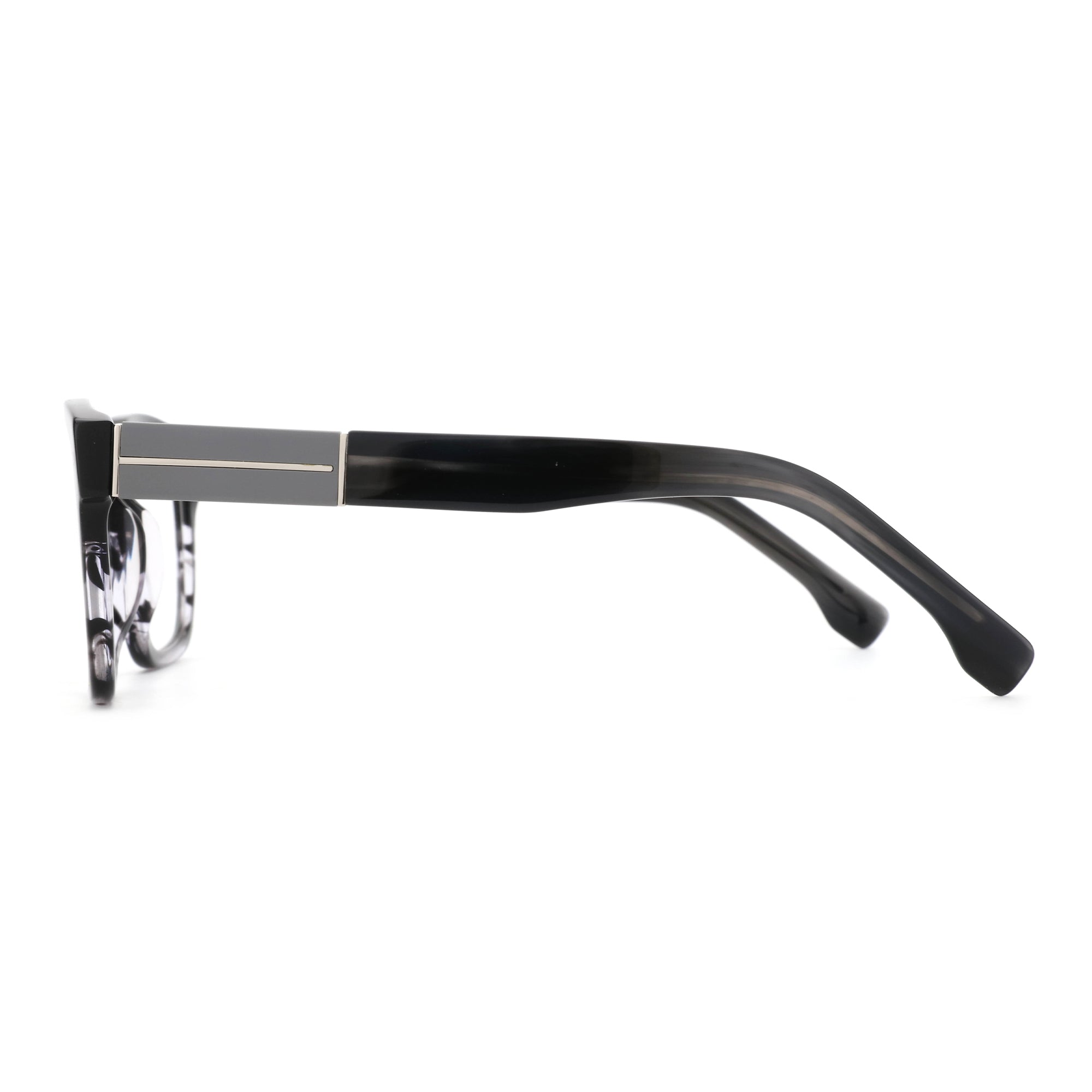 Zenottic Eyeglasses Quentin in black acetate with silver temple detail.