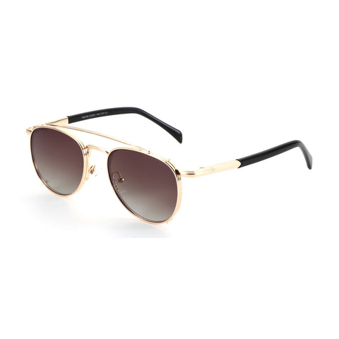 Zenottic Forrest gold aviator sunglasses with gradient brown lenses and double bridge.